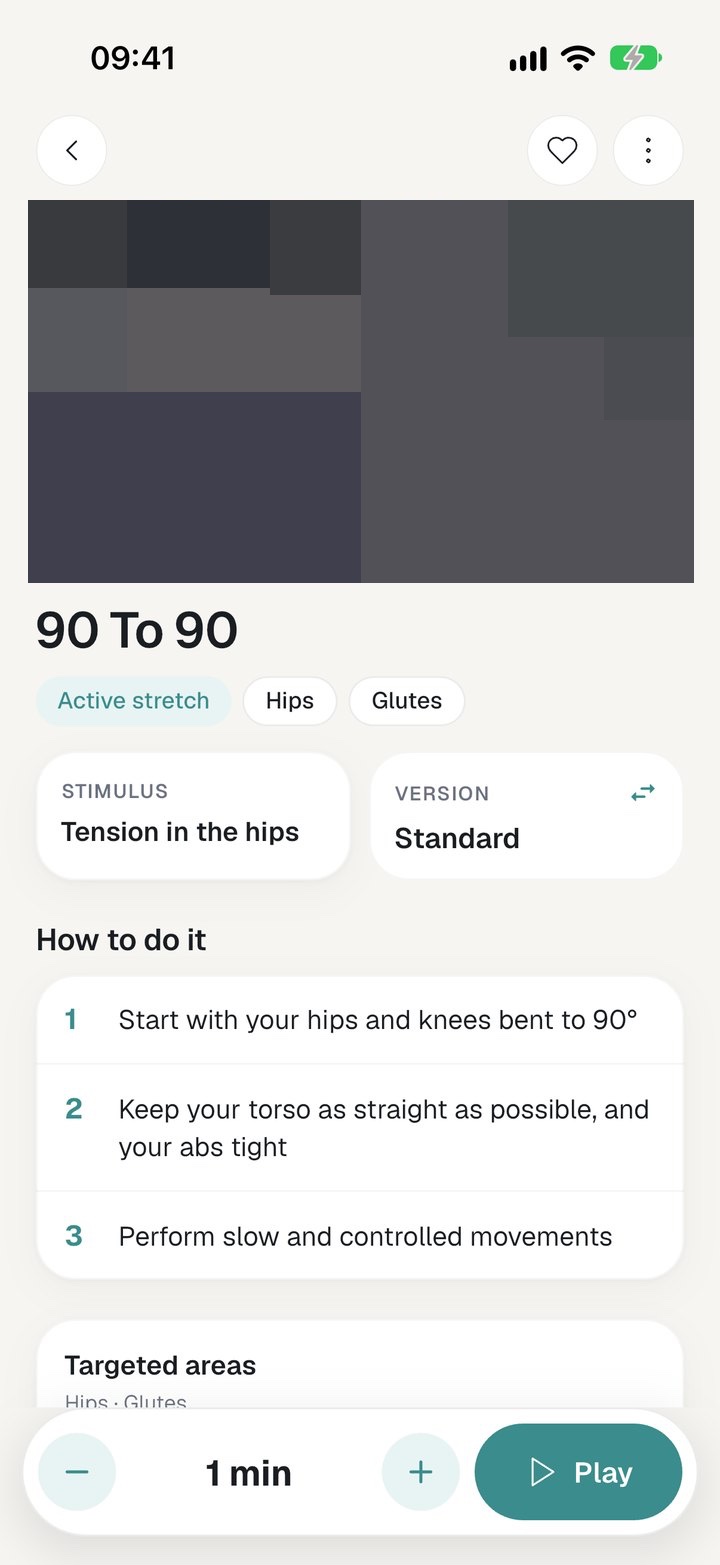 Exercise detail page with video and instructions
